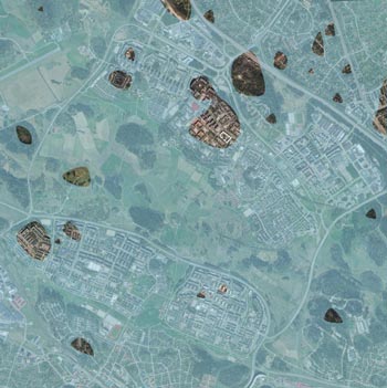 Akalla 4000 fvt Karta över Järvafältet när vattenytan låg 35 meter högre än idag.