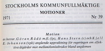 Motion 1971 Motion i Stockholms kommunfullmäktige 1971