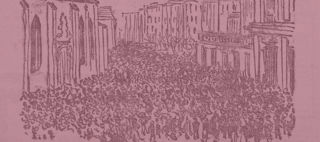 Teckning över rösträttsdemonstrationen på Jakobs torg 1902