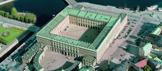 Flygfoto föreställande Stockholms slott