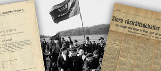 Dekorativt montage av tryckta texter och fotografi