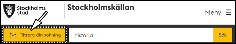 Knappen Filtrera din sökning