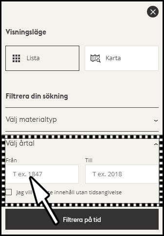 Filtrera ditt sökresultat på tid.