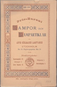 Priskurant från Arvid Böhlmarks Lampfabrik