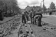 Arbete med spårvägsspår på Skånegatan