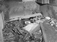 Kungsgatan 84, Ny Dags sätteri- och tryckerilokaler. Brandskadat material efter eldsvåda