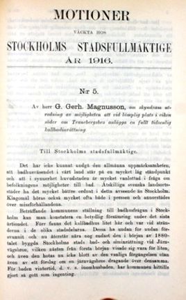 Första sidan på den tryckta motionen