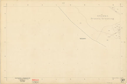 Kartan är ritad i tusch på papper som gulnat med tiden