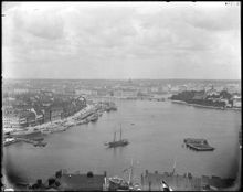 Skeppsbron och Skeppsholmen från Mosebacke vattentorn