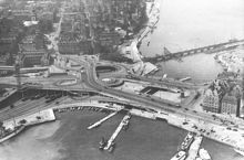 Flygbild över Slussen mot sydväst