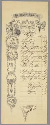 Matsedel från Hötorgs-Källaren, 1858