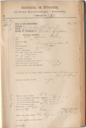 Födelsejournal för Elis August Flodin 6 oktober 1892