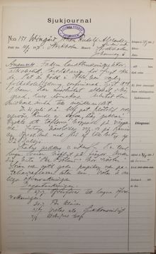Snickeriarbetaren Johan Rudolf tas in på Katarina sinnessjukhus – sjukjournal 1903