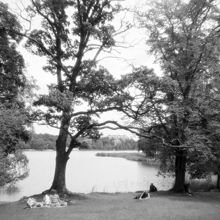 Utflykt på Kärrsön i Mälaren. I fonden skymtar Drottningholms Slott.