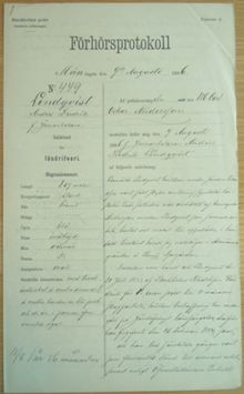 F.d. järnarbetaren Anders Fredrik Lindqvist, 30, häktad för lösdriveri 9 augusti 1886 - polisförhör