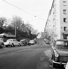 Skånegatan från hörnet Erstagatan mot Sofia Trappgränd