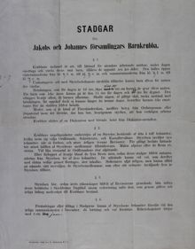 Stadgar för Jakob och Johannes församlingars barnkrubba – 1869