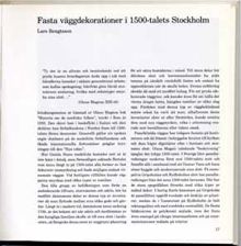 Fasta väggdekorationer i 1500-talets Stockholm / Lars Bengtsson