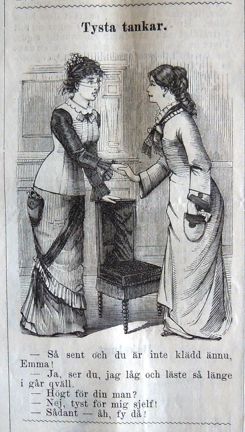 Tysta tankar. Bildskämt i Söndags-Nisse – Illustreradt Veckoblad för Skämt, Humor och Satir, nr 48, den 1 december 1878