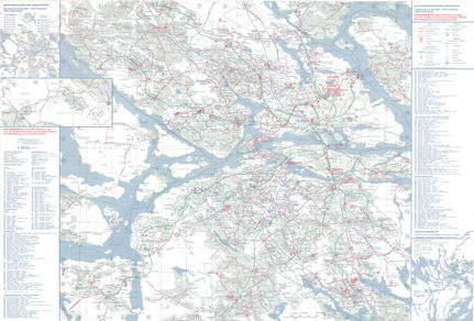 Stockholmskarta från 1975-1976: kollektivtrafik i innerstad och ytterstad
