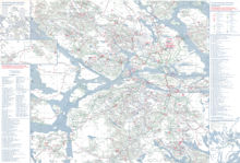 Stockholmskarta från 1975-1976: kollektivtrafik i innerstad och ytterstad