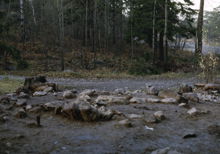 Vy från öster över gravfält RAÄ 27 i Östberga, Brännkyrka socken