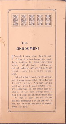 Uppmaning till ungdomar att kämpa för kvinnlig rösträtt