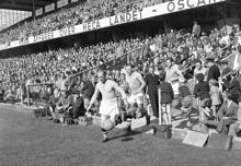 Råsundastadion. Fotbollsmatch mellan AIK och Råå