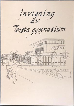 Handskriven folder till invigningen av Tensta gymnasium 1984