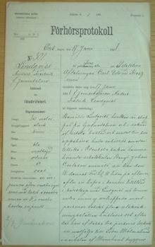 F.d. järnarbetaren Anders Fredrik Lindqvist, 36, häktad för lösdriveri 17 juni 1891 - polisförhör