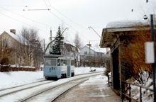 Spårvagn på  linje 13 i Axelsberg 1963