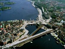 Flygbild över Gamla stan, Söderleden och Slussen