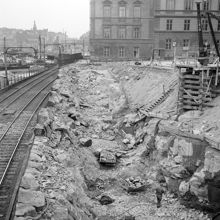 Nya järnvägslinjens framdragning över Riddarholmen