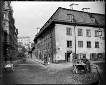 Landbyska (bryggeri-)verket. Hörnet av Norrlandsgatan och Bryggerigränden (till höger)
