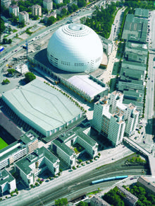Flygfoto över Globen