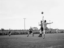 Johanneshovs idrottsplats. Fotbollsmatch mellan Hammarby och Göteborg.