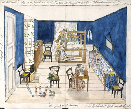 Sal hos familjen Rydells på Pihlgatan 28 1838. 
