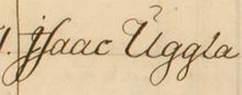 Barnhuspojken Isaac Uggla, född omkring 1749