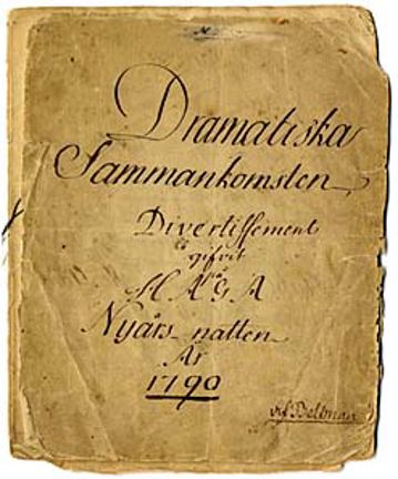 Handskrift utav Carl Michael Bellmans dramatiska arbete.