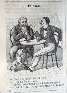 Filosofi. Bildskämt i Söndags-Nisse – Illustreradt Veckoblad för Skämt, Humor och Satir, nr 48, den 1 december 1878