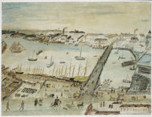 Utsigt af Nybrohamnen och Blasieholmshamnen år 1840 ur minnet