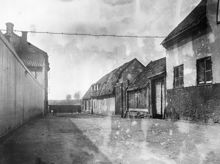 Hammarbygatan västerut från Götgatan. T.h. ligger kv. Åkern nuv. Åhléns varuhus på Södermalm
