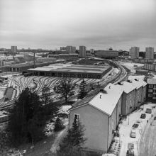 Vy över vagnhallen i Råcksta