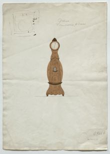 Carl Malmsten - ritning till golvur i "Damernas samtalsrum", Stadshuset