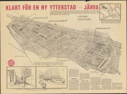 En illustrerad artikel med en vy över södra Järvafältets plaerade bebyggelse