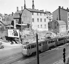 Spårvagnståg och hus på Hornsgatan