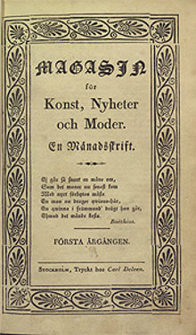 Magasin för konst, nyheter och moder : En månadsskrift. Första årgången