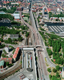 Flygfoto över Gullmarsplan och Skanstull