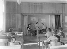 Lektion i realskoleklass i Ängby Läroverk.