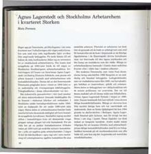 Agnes Lagerstedt och Stockholms arbetarehem i kvarteret Storken / Mats Persson